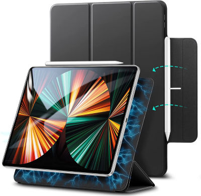 ESR Rebound Magnetic Case Compatible with iPad Pro 12.9 Inch 2021/2020 (5th/4th Generation), Smart Case with Magnetic Attachment, Auto Sleep/Wake, Pencil 2 Support, and Trifold Stand – Black