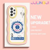 Jlingji เคสสำหรับ Samsung Galaxy A72 4G A72 5G A73 5G เคสสีน้ำเงินบันทึกรูปแบบคลื่นลูกสีฟ้าเคสเคสมือถือกันกระแทกแบบนิ่มฝาครอบป้องกันหัวกล้องรวมทั้งหมด