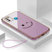 เคส Infinix Smart 5 Case Cartoon Smile Face สวยๆ หรูหรา 6D Plating ซิลิโคนรูปสี่เหลี่ยมกรอบโทรศัพท์เงาวาวฝาหลัง