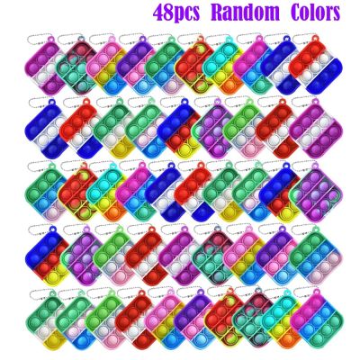hot【DT】●☸☢  12/24/48Pcs Pop Push Fidget Set Keychain Anti-Anxiety Stress Hand Pack for Kids Adults Gifts
