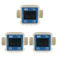 3 Pcs K24 Lcd Turbine Digital Fuel Flow Meter Widely Used for Chemicals Water