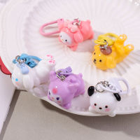 Sanrio พวงกุญแจเมโลดี้ Kuromi Cinnamoroll Pompom Purin ลำลองอะนิเมะรถลายการ์ตูนที่ใส่พวงกุญแจกระเป๋าถือเครื่องประดับ