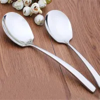 ✱ 1Pc Thicken Dinner Dish Soup Rice Western Restaurant Bar Cafe Public Spoon Large Stainless Steel Round Head Buffet Serving Spoon