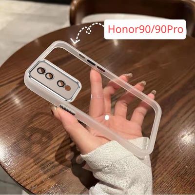 เคสโทรศัพท์โปร่งใสชุบสำหรับ Honor 90 Pro 90Lite 2023ปลอกอ่อนบางใสป้องกันกล้องสำหรับ Honor90pro Honor90 Honor90Lite ฝาหลัง5G