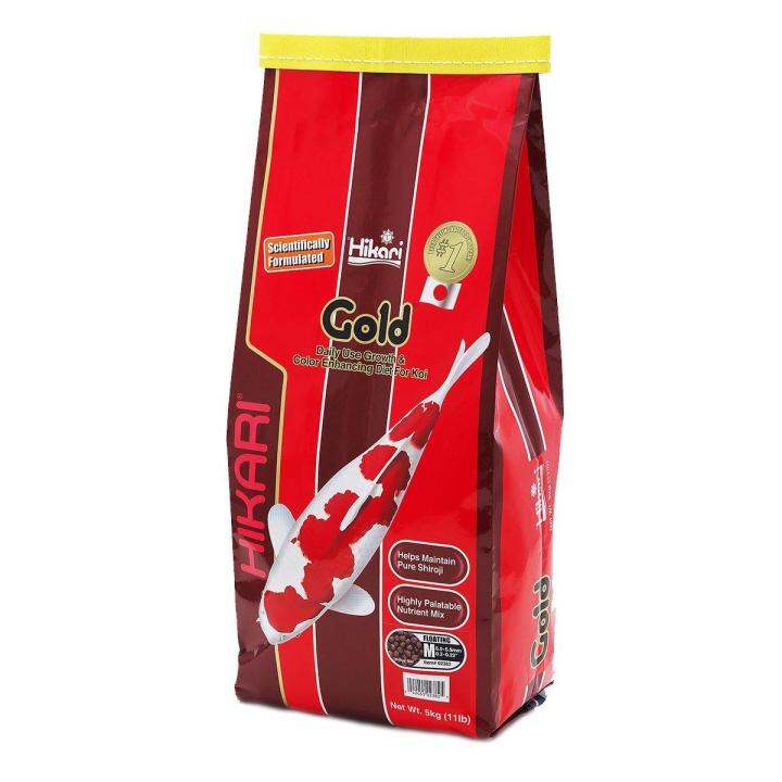 hikari-gold-koi-อาหารปลาคาร์ฟ-สูตรเร่งโต-เร่งสี-ชนิดเม็ดลอย-ขนาด-500กรัม-ชนิดเม็ดอาหารกลาง-m