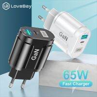 [ใหม่2023] Lovebay GaN 65W USB ประเภท C Charger Quick Charge QC4.0 QC3.0 PD USB C แบบพกพาตัวชาร์จไฟสำหรับ iPhone 13 Samsung Xiaomi