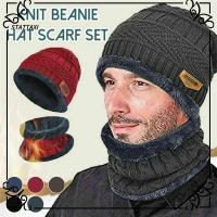 STATTAXI หมวกผ้าพันคอกันหนาวแบบนุ่มผ้าพันคอหมวกบีนนี่ถักหมวกไหมพรม
