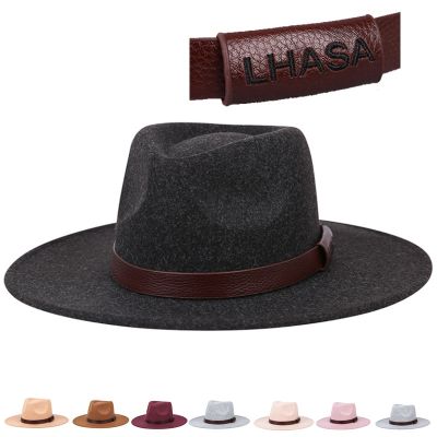 hat autumn and winter new top Tibet LHASA logo two-tone cashmere 9cm brim