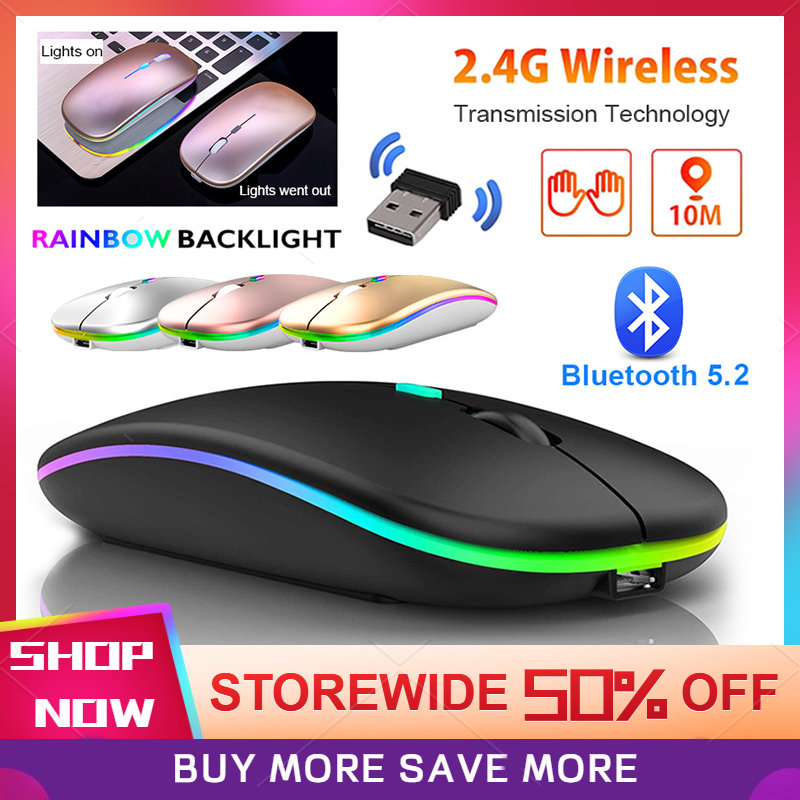 Bluetooth wireless mouse 2.4Ghz Receiver Rechargeable Mouse Wireless Silent LED Backlit Mice USB Optical Mouse PC Laptop Computer tetikus