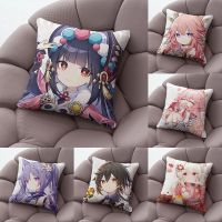 【CW】❖✼❇  Two-dimensional Genshin Pillowcases Dormitory Sofa Bedside Cushion Cover Cartoon Anime Direction Throw