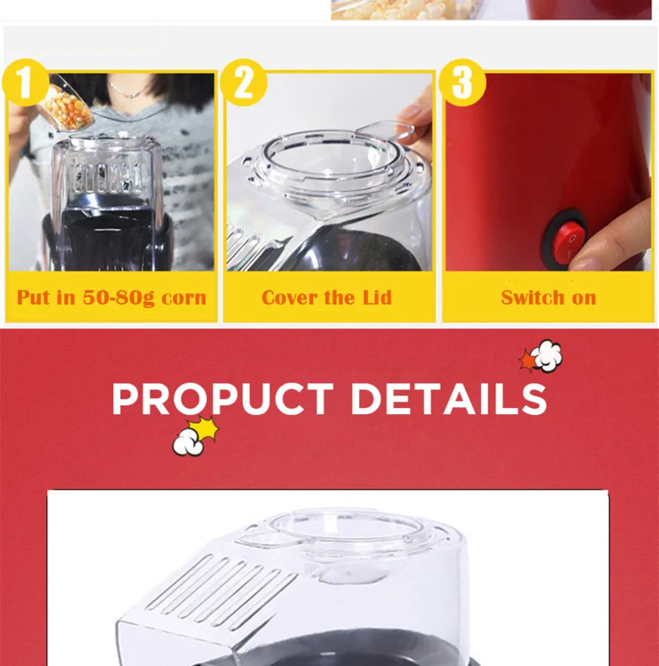 Electric Popcorn Maker Hot Air Blowing Popper Household Automatic Machine  Pop Corn Mesin