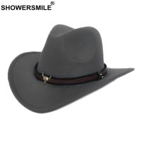 （Explosion umbrella） SHOWERSMILE หมวกคาวบอยตะวันตกผู้หญิงผู้ชายวัวสุภาพบุรุษแจ๊ส Sombreros Hombre หมวกวินเทจฤดูใบไม้ร่วงฤดูหนาวผู้หญิงที่สง่างาม C Owgirl หมวก