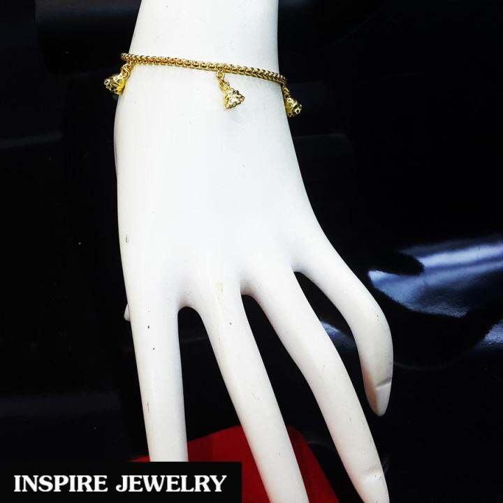 inspire-jewelry-สร้อยข้อมือทองห้อยตุ้งติ้ง-ลายกระดิ่งตอกลาย-ยาว-16-cm-ลายโบราณ-อนุรักษ์ไทย-สวยงามมาก-ปราณีต-ราคาประหยัด-ใช้ตกแต่งเสื้อผ้าไทย-หรือใส่ประดับ-ผ้าซิ่น-ผ้าถุง