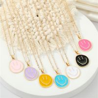 【YF】☊☃❉  Metal Enamel Smile Face Necklace Best Colors Irregular Pendant Wholesale Jewelry Accessories