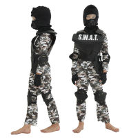 Swat Specia Force Uniform Bulletproof Vest Outfits Counter-Terrm Cosplay Halloween Costumes Kids Fancy Dress Carnival