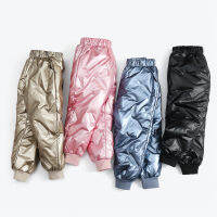 Autumn Winter Shiny Girls Pants Keep Warm Fashion Windproof Waterproof Boys Trousers Birthday Gift 2 3 4 5 6 Years Kids Clothes