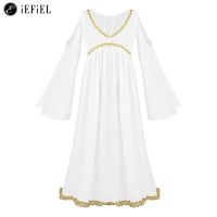 ZZOOI Kids Girls Greek Roman Toga Halloween Gold Costume Ancient Greece Long Sleeves Princess Dress Liturgical Praise Dancewear