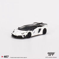 MINI GT 1:64รุ่นรถ Lambor Aventador GT EVO Silhouette WORKS #467 LHD สีขาว