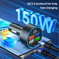 ขายดี5พอร์ต150W ที่ชาร์จแบตในรถชาร์จเร็ว USB QC3.0 PD ชนิด C โทรศัพท์ในรถยนต์อะแดปเตอร์ในรถสำหรับ