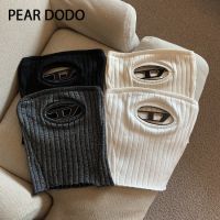 PEAR DODO กลวงเกาหลีถักเสื้อกล้ามสั้นสำหรับผู้หญิง