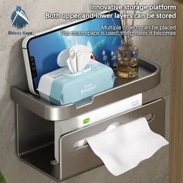 Punch-free Toilet Paper Holder Box Waterproof Storage Toilet Roll Paper  Storage Rack Paper Towel Kitchen Bathroom Storage Box