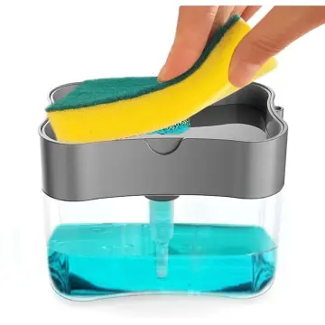 1pc Kitchen Dishwashing Detergent Dispenser With Automatic Press-type Liquid  Output Container, Scrubber Soap Dispenser