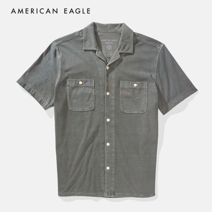 american-eagle-solid-camp-collar-shirt-เสื้อเชิ้ต-ผู้ชาย-แขนสั้น-nmsh-017-2909-309