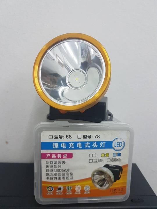 led-ไฟฉายคาดหัว-led-1-หลอด-ให้กำลังไฟ-30วัตต์-แบตเตอรรี่-lithium-แบบชาร์จไฟได้-ไฟส่องกบสีขาว