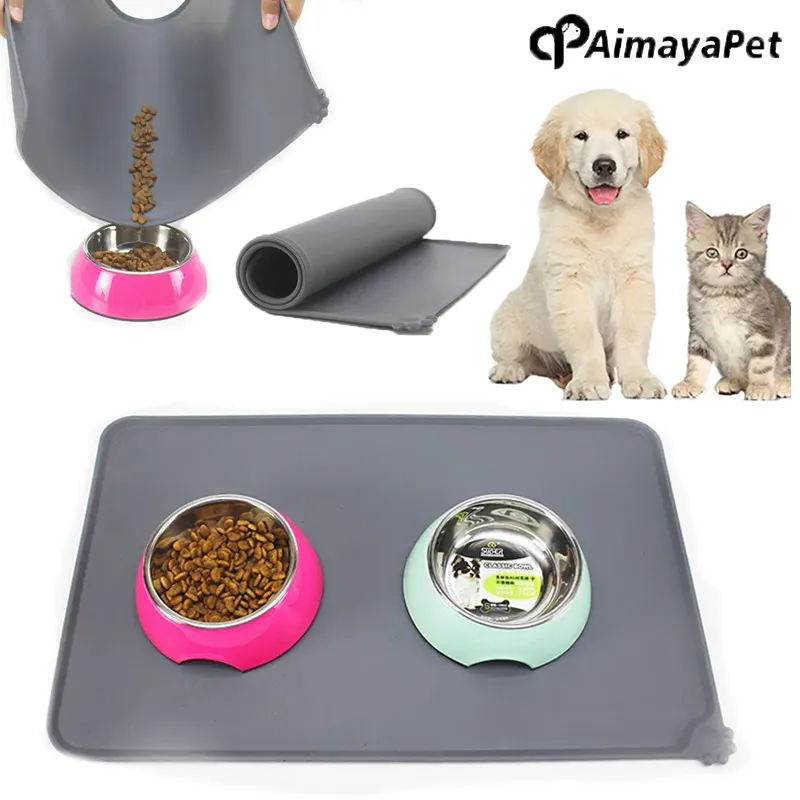 Pet Placemat Dog Food bowl Mat Cat Feed Mat Cat Dog Drinking Feeding  Placemat Silicone Waterproof