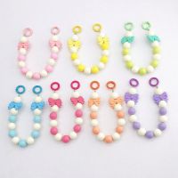 [COD] new candy acrylic hand chain colorful bow bag pendant diy mobile phone case accessories