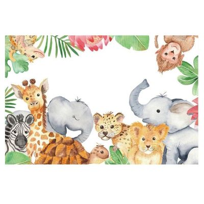 Wild Backdrop Jungle Safari Animal Happy Birthday Party Photo Background Decor