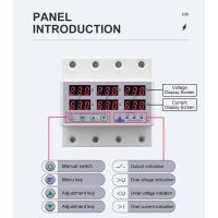 Din Rail 3 Phase Voltage Relay 380V Voltmeter Ammeter Over And Under Voltage Monitor Relays Protector Adjust Current 63A Electrical Circuitry Parts