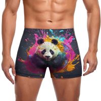 Panda Swimming Trunks Hand Drawn  Liquid Splashing Training Plus Size Swim Shorts Print Stay-in-Shape Male Briefs Swimwear