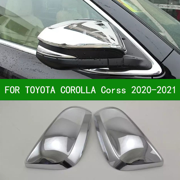 สำหรับ-toyota-corolla-corss-suv-2020-2021รถกระจกมองหลัง-trim-revo-chrome-silver-ไฟเลี้ยวด้านข้างกระจกครอบคลุม2018