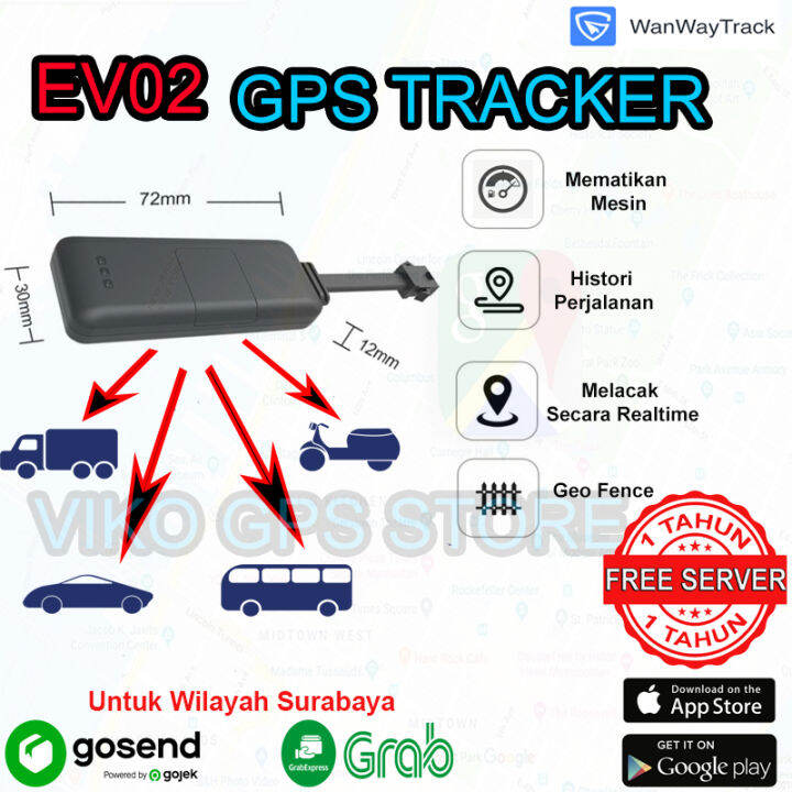 GPS Tracker EV02 Matikan Mesin Untuk Mobil & Motor Free Server Lazada