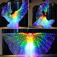 240 Leds Isis Wings Colorful Belly Dance Butterfly Wings with Telescopic Sticks Glowing Costume Party Festival Performance Props