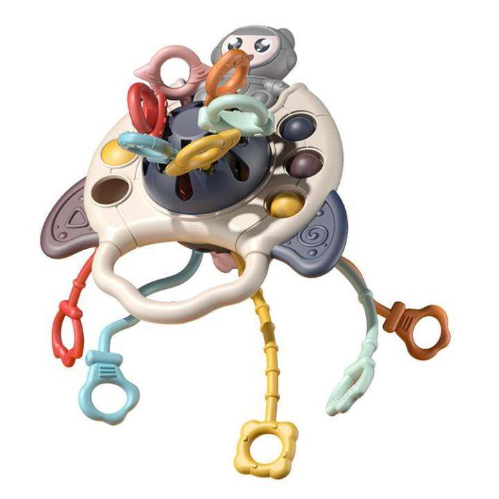 Pull string sensory toy silicone infant pull string toy rocket shape