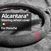 BETTERHUMZ Alcantara 38CM Car Steering Wheel Cover For Porsche 911 Cayenne Panamer Boxster Macan Taycan Interior Accessories