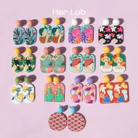 Her Lab Jewelry | ต่างหูอะคริลิคเรซิน Boho ต่างหูชุดผู้หญิงน่ารักอะคริลิค Hoop ต่างหูชุดการ์ตูน,หลายชั้น,สไตล์เกาหลี,เงิน925,บุคคล,อุปกรณ์เสริมหลากสีขายตรงวันเกิดงานแต่งงานของขวัญคริสต์มาส