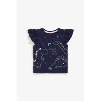 เสื้อยืดเด็กผู้หญิง Mothercare navy dino t-shirt ZC771