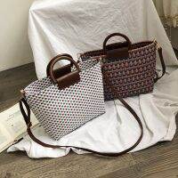 Ins Hot Summer Beach Basket Patchwork Striped Fashion Color
