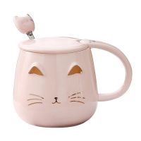 Cat Mug Cute Kitty Mug Novelty Coffee Mug Cup with Stainless Steel Spoon Gifts for Women Wife Mum Friend Teacher