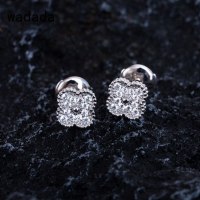 [ด้านบน] เงาเพชร Mini Luck Four Leaf Clover ต่างหูสตั๊ดหวาน Earstuds 18K ชุบทอง925 Silver ไม่จางหาย