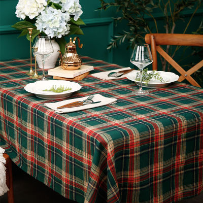 （HOT) ผ้าปูโต๊ะลายสก๊อตสก็อตอเมริกันอังกฤษโต๊ะกลมโต๊ะกาแฟผ้าปูโต๊ะหอพัก