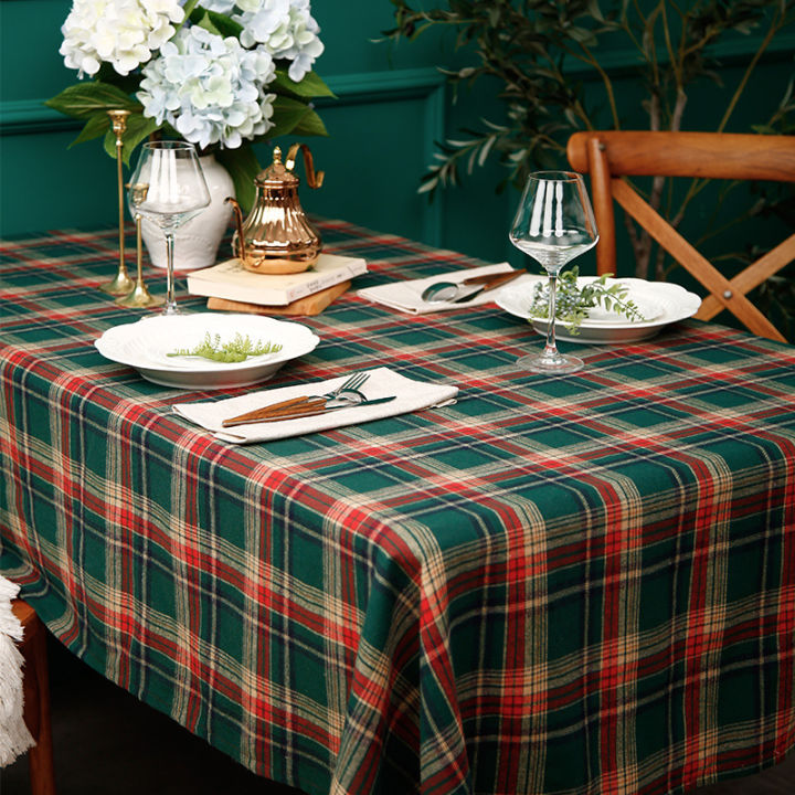 hot-ผ้าปูโต๊ะลายสก๊อตสก็อตอเมริกันอังกฤษโต๊ะกลมโต๊ะกาแฟผ้าปูโต๊ะหอพัก