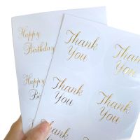 60pcs per pack transparent Sticker Bronzing stamping Round Thank You Happy Wedding Birthday sealing sticker large diameter 6CM Stickers Labels