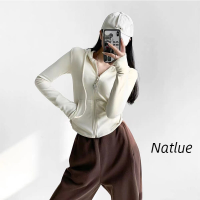 Natlux เสื้อฮู้ด เสื้อแขนยาวอบอุ่น หลวมและสบาย นุ่มนวล เท่ สบายๆ ชิค WWY23A095H 42Z231016