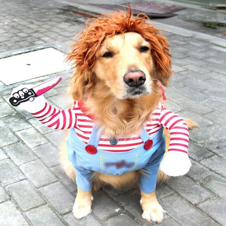 ชุดแนวตลกชุดคอสเพลย์ฮาโลวีนเสื้อผ้าสุนัขชุดจับสัตว์เลี้ยงสุนัขแมวเสื้อผ้างานปาร์ตี้เทศกาล