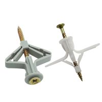 60ชุด Plasterboard Anchor ท่อพลาสติกท่อต่อขยายปลั๊กขยายผนังพร้อมชุดสกรูหัวฟิลิปส์