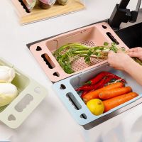 ijg181 Retractable vegetable basin vegetable basin drain basket plastic fruit storage basket kitchen sink dishwasher rack